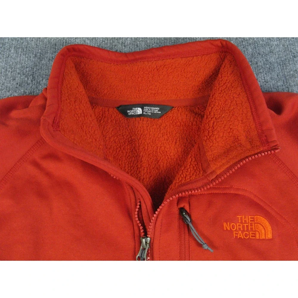 The North Face Mens XL Red Full Zip Fleece Jacket Smooth Face Soft Interior 2017